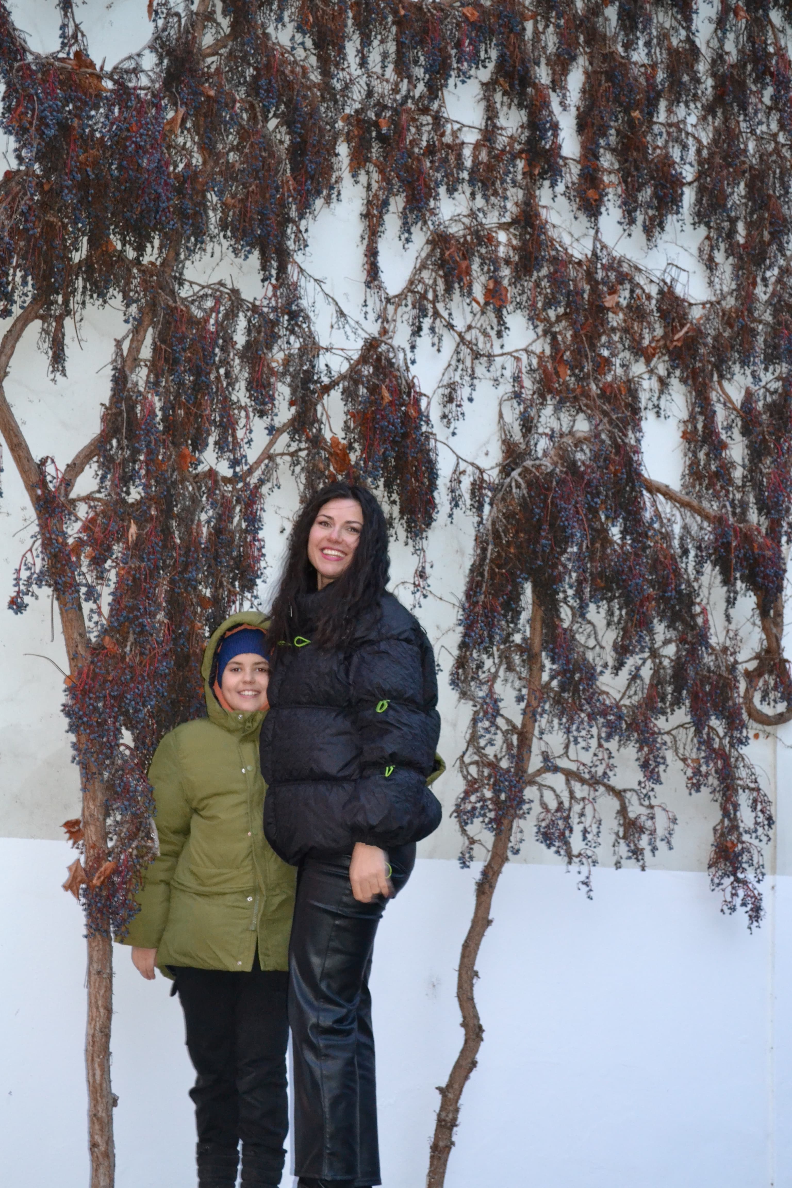 Kristina with a child outdoors in winter